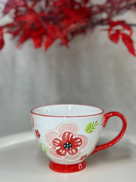 فنجان هاند ميد ورد أحمر(4)