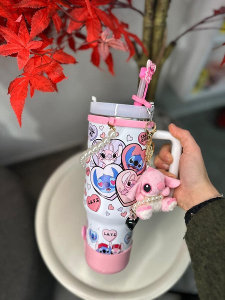 ماج ثيرموس حافظ للحرارة ستيتش مع اكسسوار ازرق \ زهري 