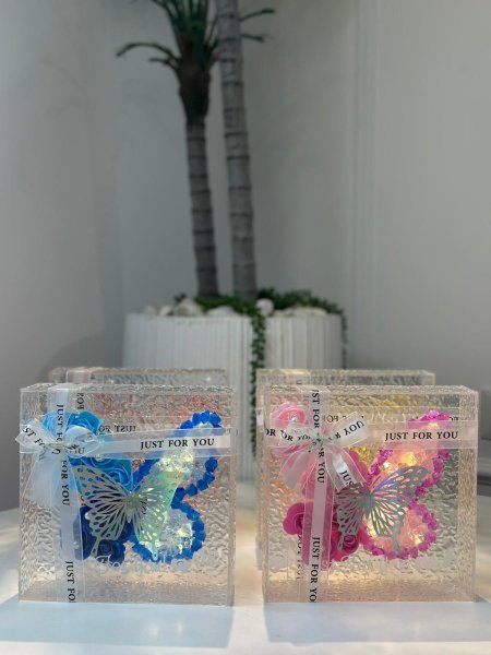 تحفة زجاج مضيئة فراشات 3D