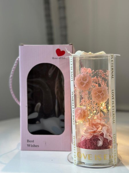 تحفة زجاج ورد الثلج مع اضاءة