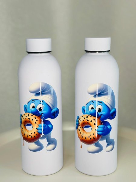 مطرة ثيرموس قصير سنفور مع دونتس ابيض