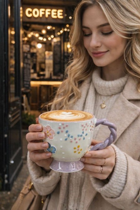 فنجان هاند ميد ورد أصفر(7)