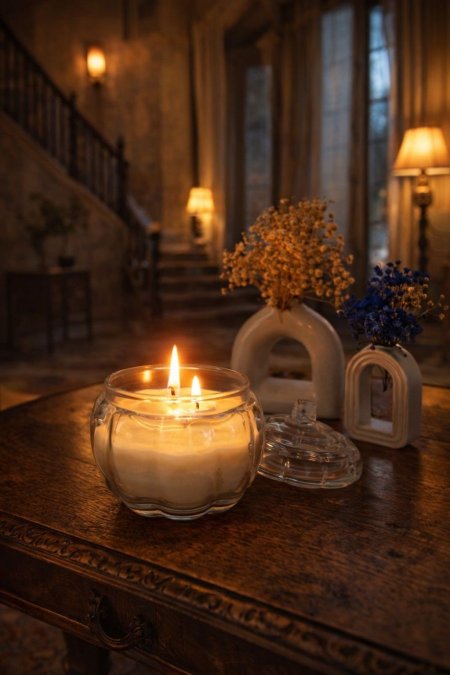 شمعه زجاج مع غطاء (7-13)