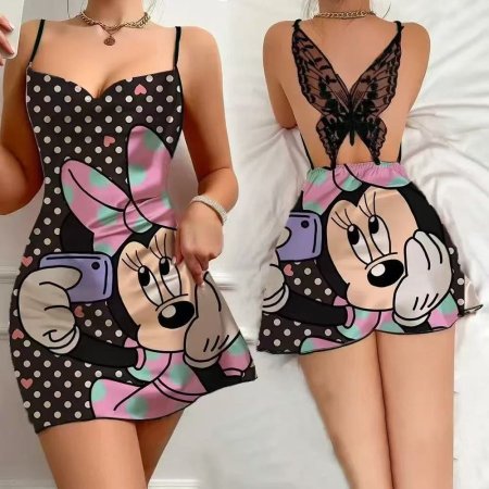 قميص نوم Disney ميني ماوس أسود وزهري