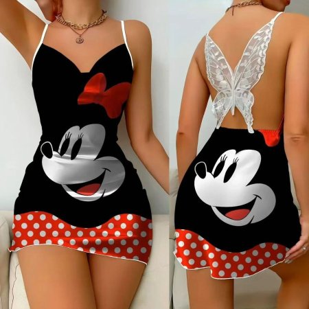 قميص نوم Disney ميني ماوس أسود وأحمر