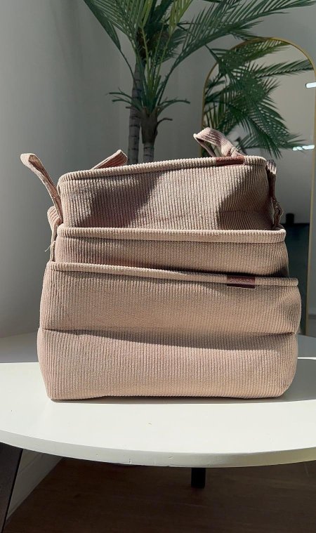 سلة قماش 3 قطع بني (GR47-5)