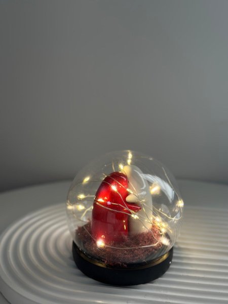 طابة زجاج شفاف ولد وبنت أحمر وأبيض