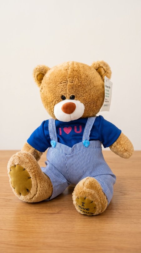 دب teddy bear لابس افرهول أزرق