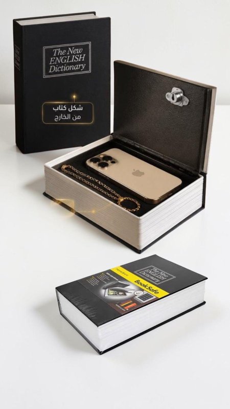 صندوق خزنه منظر كتاب مع قفل وسط