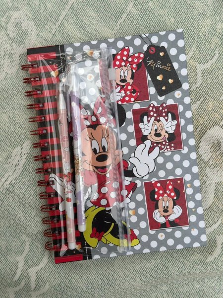 دفتر سلك _ميني ماوس _مع قلام/ ومقلمه