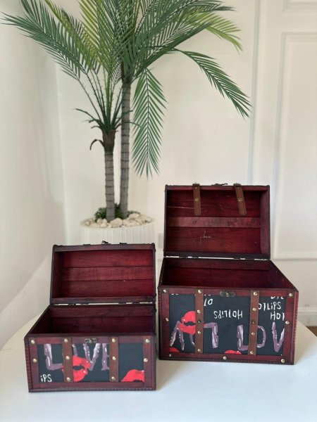 صندوق خشب تركي شفايف طقم قطعتين